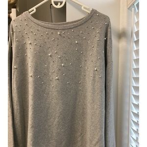 Loft beautiful sweatshirt with pearls and stones